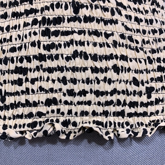 PROENZA Schouler White Label polkadot smocked top short sleeve crewneck zip back - Picture 4 of 11